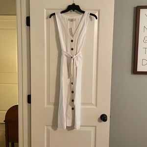 LOFT size 8 white button down dress